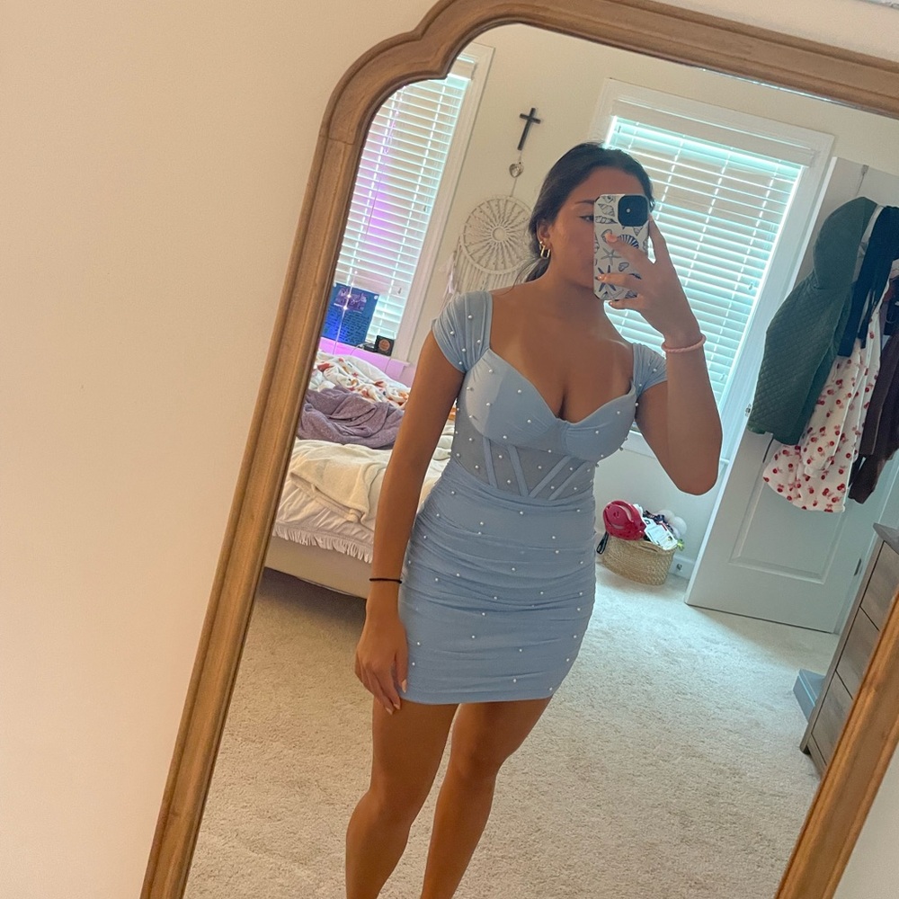Windsor Light Blue Mini Dress